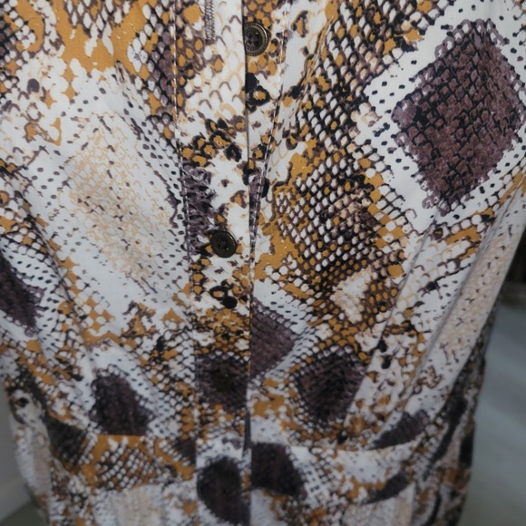 MAEVE  Snakeskin Print Maxi Dress Sleeveless Button Front Tiered Skirt High Neck - Picture 6 of 14